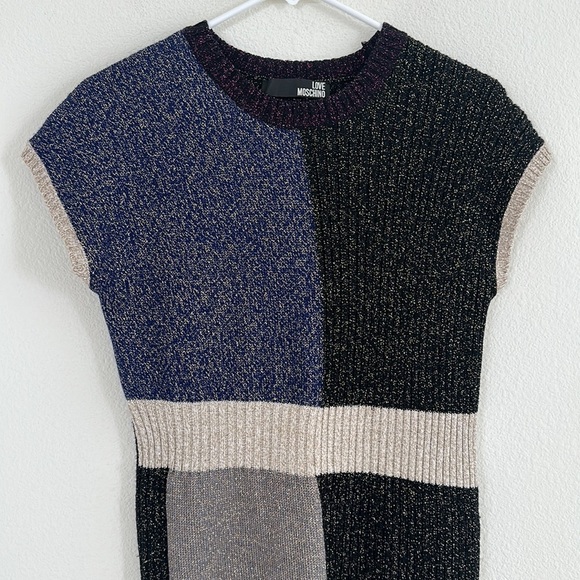 Love Moschino Shimmer Color Block Knit Dress - Picture 2 of 9